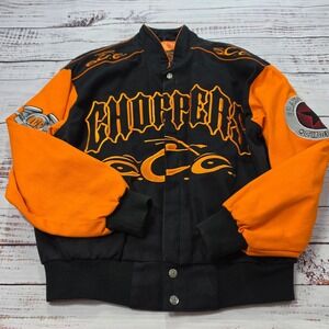 Orange County Choppers Bomber Jacket Medium Black Orange Embroidered Logo